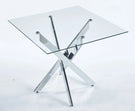 Dining Table With Cross Metal Leg And Tempered Glass, Modern Space Saving Kitchen Table For Living Room Legs, Square Table - Furniture Home Direct