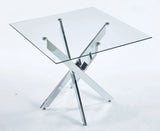 Dining Table With Cross Metal Leg And Tempered Glass, Modern Space Saving Kitchen Table For Living Room Legs, Square Table - Furniture Home Direct