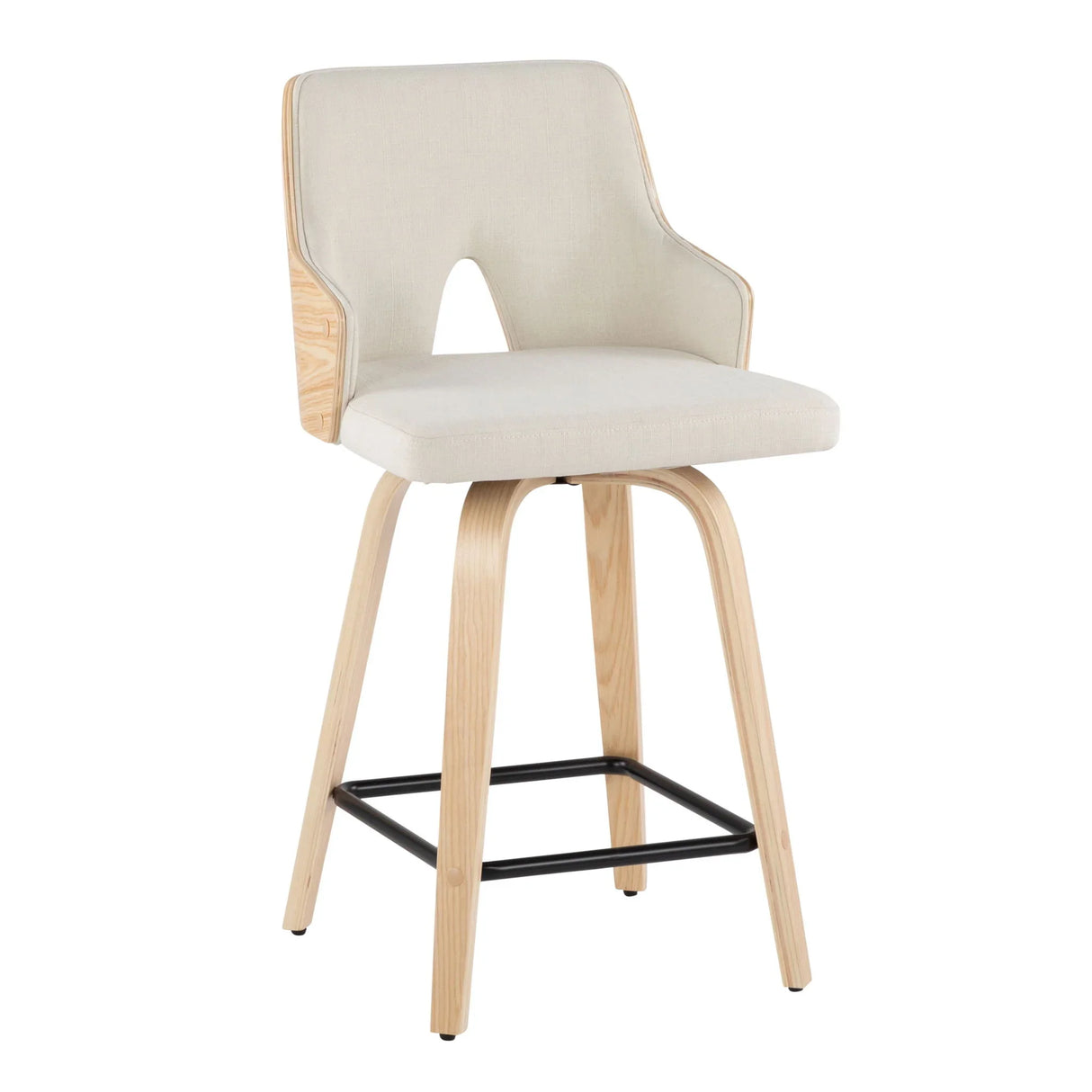Stella - Contemporary Fixed Height Counter Stool With Swivel Square Footrest (Set of 2) - Furniture Home Direct