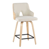 Stella - Contemporary Fixed Height Counter Stool With Swivel Square Footrest (Set of 2) - Furniture Home Direct