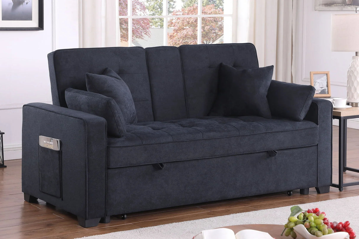 Cody II - 69.5"W Woven Fabric Convertible Sleeper Loveseat with Cup Holder - Furniture Home Direct
