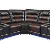 Sectional Sofa with Manual Recline LED Lights Black Brown - Furniture Home Direct
