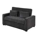 66.5" Upholstered Loveseat With Pull Out Bed, Two Throw Pillows, Dual USB Charging Port and Adjustable Backrest - Black - Furniture Home Direct