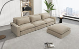 Cloud Sectional with Ottoman, Charging Ports and Three Back Pillows - Beige - Furniture Home Direct