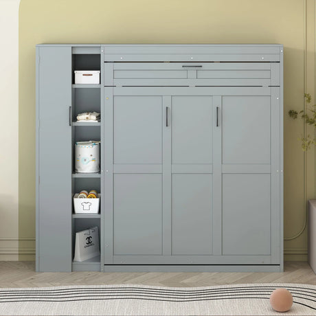 Murphy Wall Bed With Shelves, Wardrobe And LED Lights - Furniture Home Direct