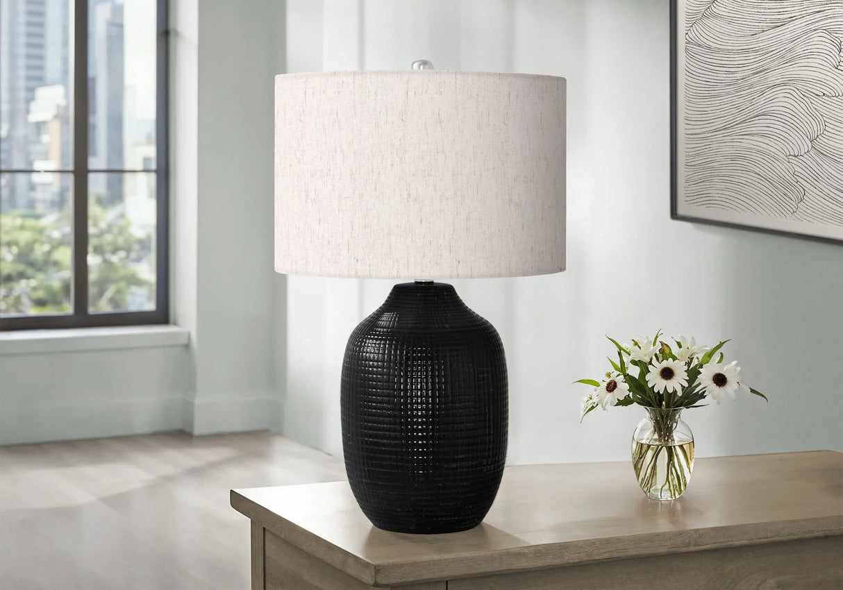 Lighting, Table Lamp, Ceramic, Contemporary - Black / Cream - Furniture Home Direct