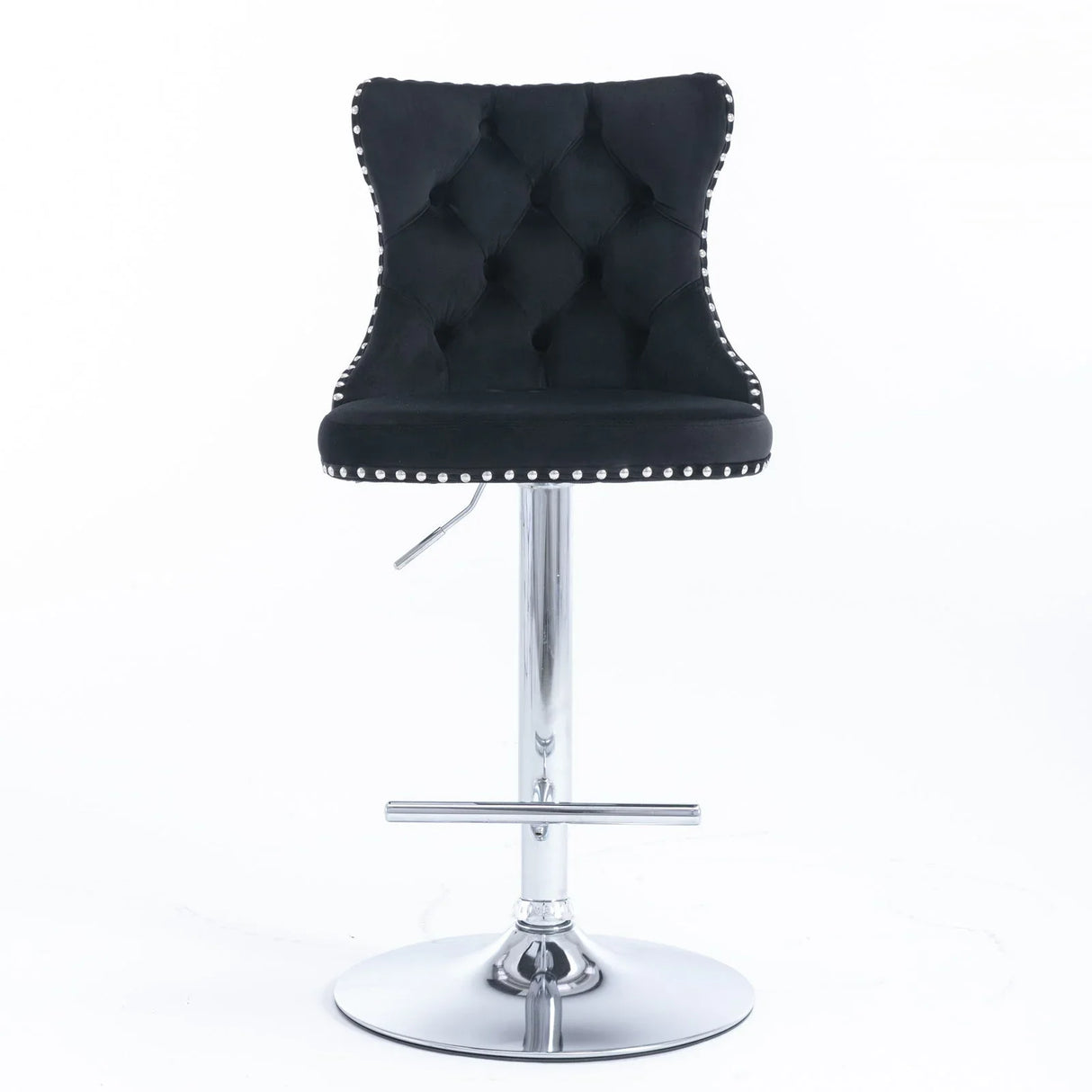 Swivel Velvet Barstools Adjusatble Seat Height From 25-33", Modern Upholstered Chrome Base Bar Stools With Backs Comfortable Tufted For Home Pub And Kitchen Island (Set of 2) - Furniture Home Direct