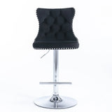 Swivel Velvet Barstools Adjusatble Seat Height From 25-33", Modern Upholstered Chrome Base Bar Stools With Backs Comfortable Tufted For Home Pub And Kitchen Island (Set of 2) - Furniture Home Direct