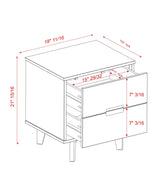 Mid-Century Modern 2 Drawer Solid Wood Nighstand With Cutout Handles - Furniture Home Direct