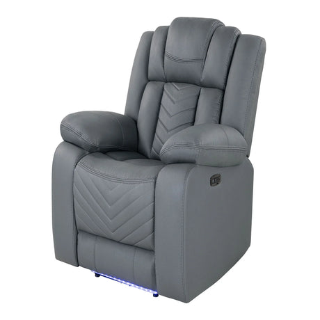 Raize - Power Recliner With LED Functionality - Gray - Furniture Home Direct