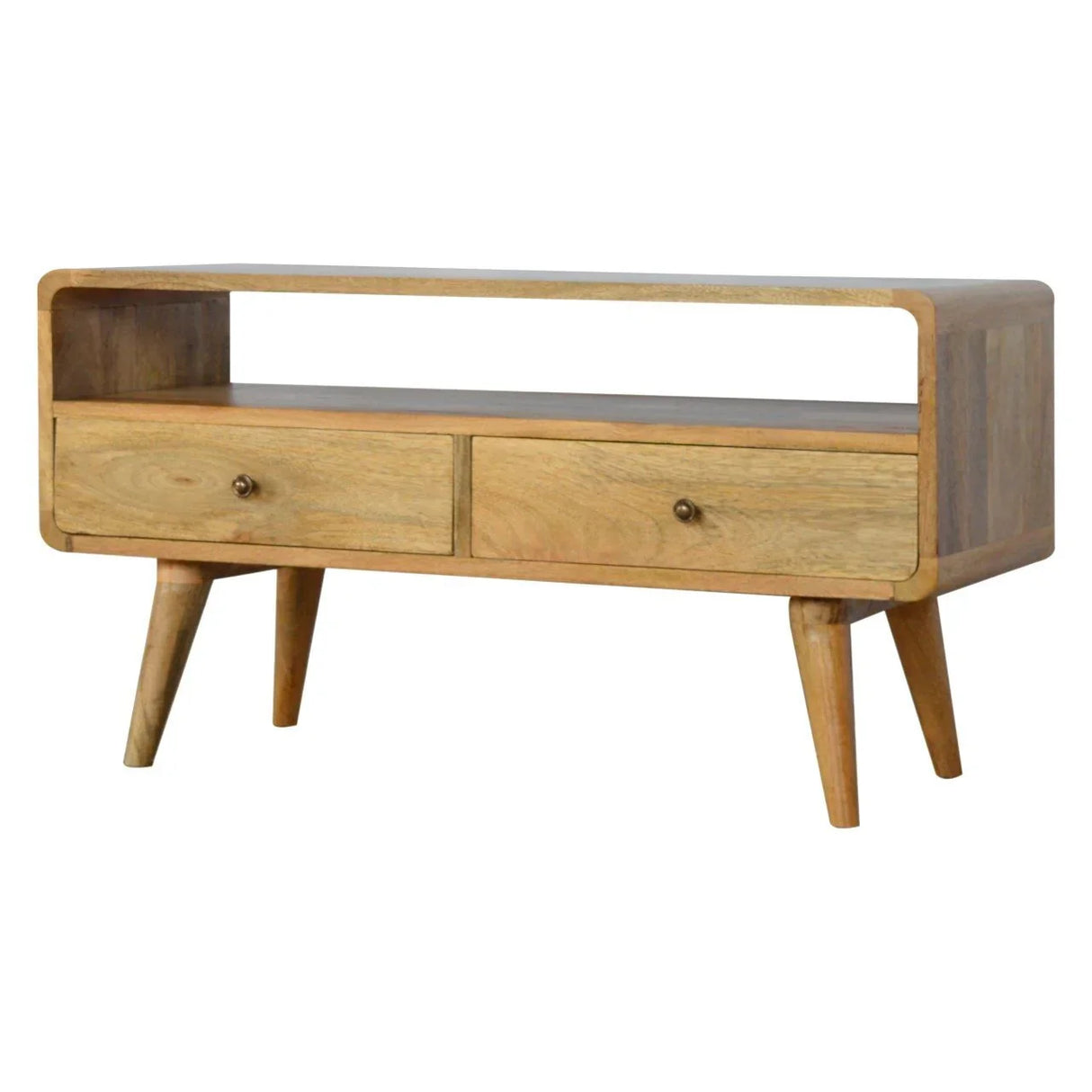 Solid Wood Curved Media Unit - Furniture Home Direct