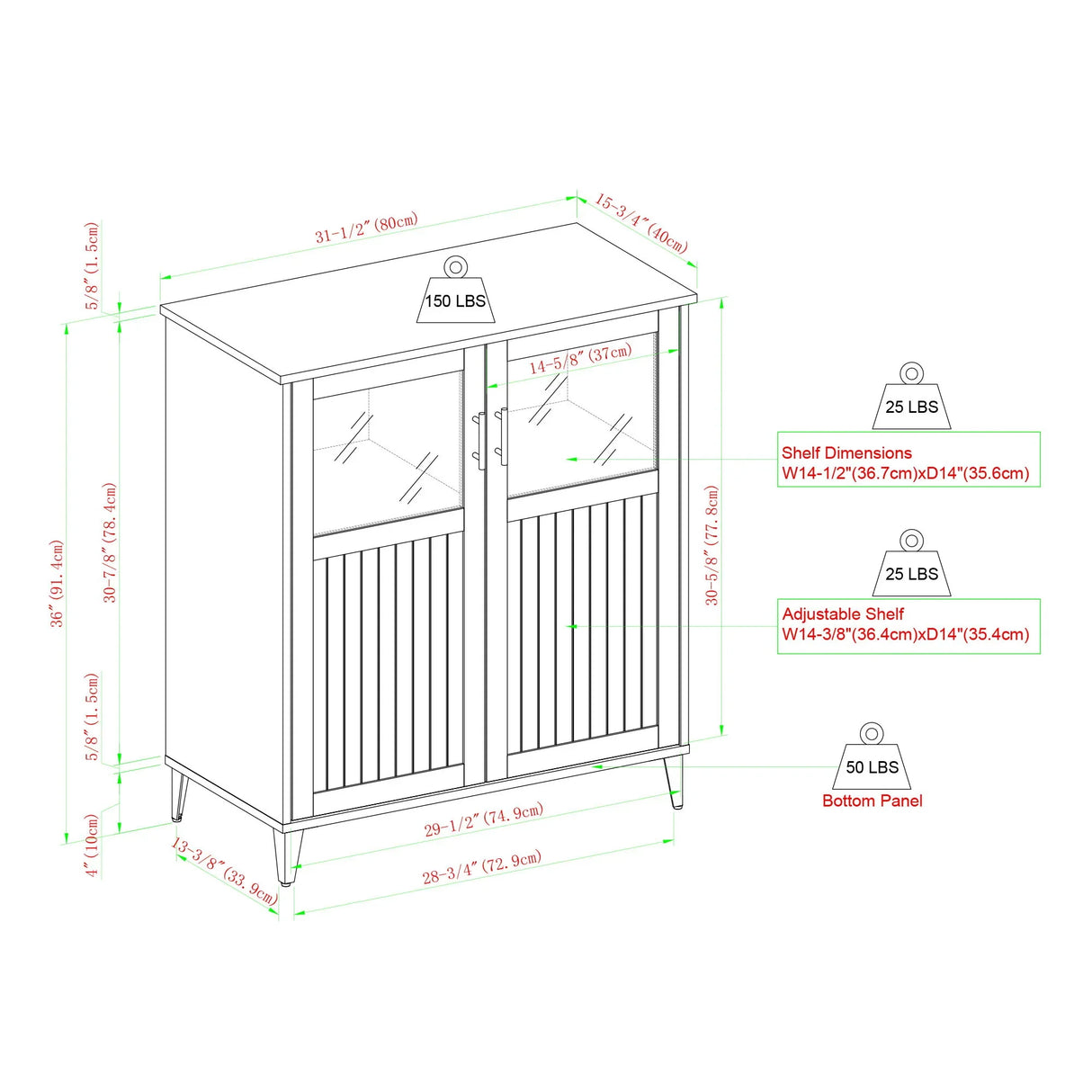 Modern Grooved Door Accent Cabinet - Furniture Home Direct