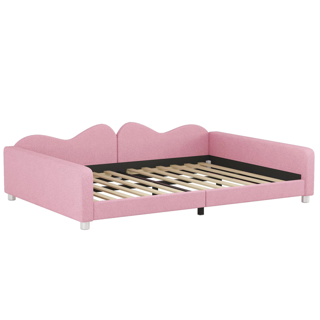 Upholstered Daybed, Sherpa Fabric Sofabed With Cloud-Shaped Backrest - Furniture Home Direct