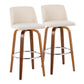 Toriano - Mid Century Modern Fixed Height, Barstool With Swivel With Round Footrest (Set of 2) - Furniture Home Direct