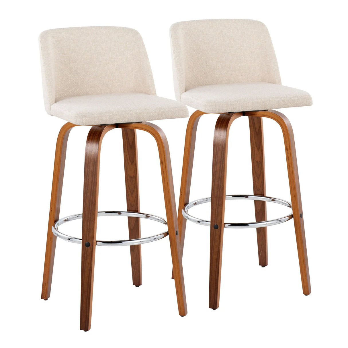 Toriano - Mid Century Modern Fixed Height, Barstool With Swivel With Round Footrest (Set of 2) - Furniture Home Direct