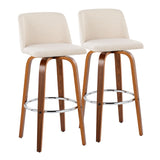Toriano - Mid Century Modern Fixed Height, Barstool With Swivel With Round Footrest (Set of 2) - Furniture Home Direct