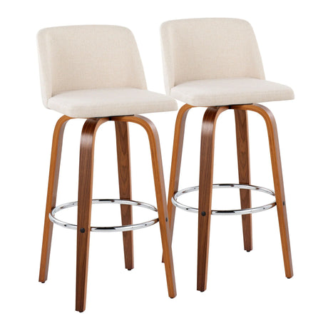 Toriano - Mid Century Modern Fixed Height, Barstool With Swivel With Round Footrest (Set of 2) - Furniture Home Direct