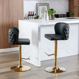Counter Height Bar Stools Tufted PU Leather Swivel Black - Furniture Home Direct