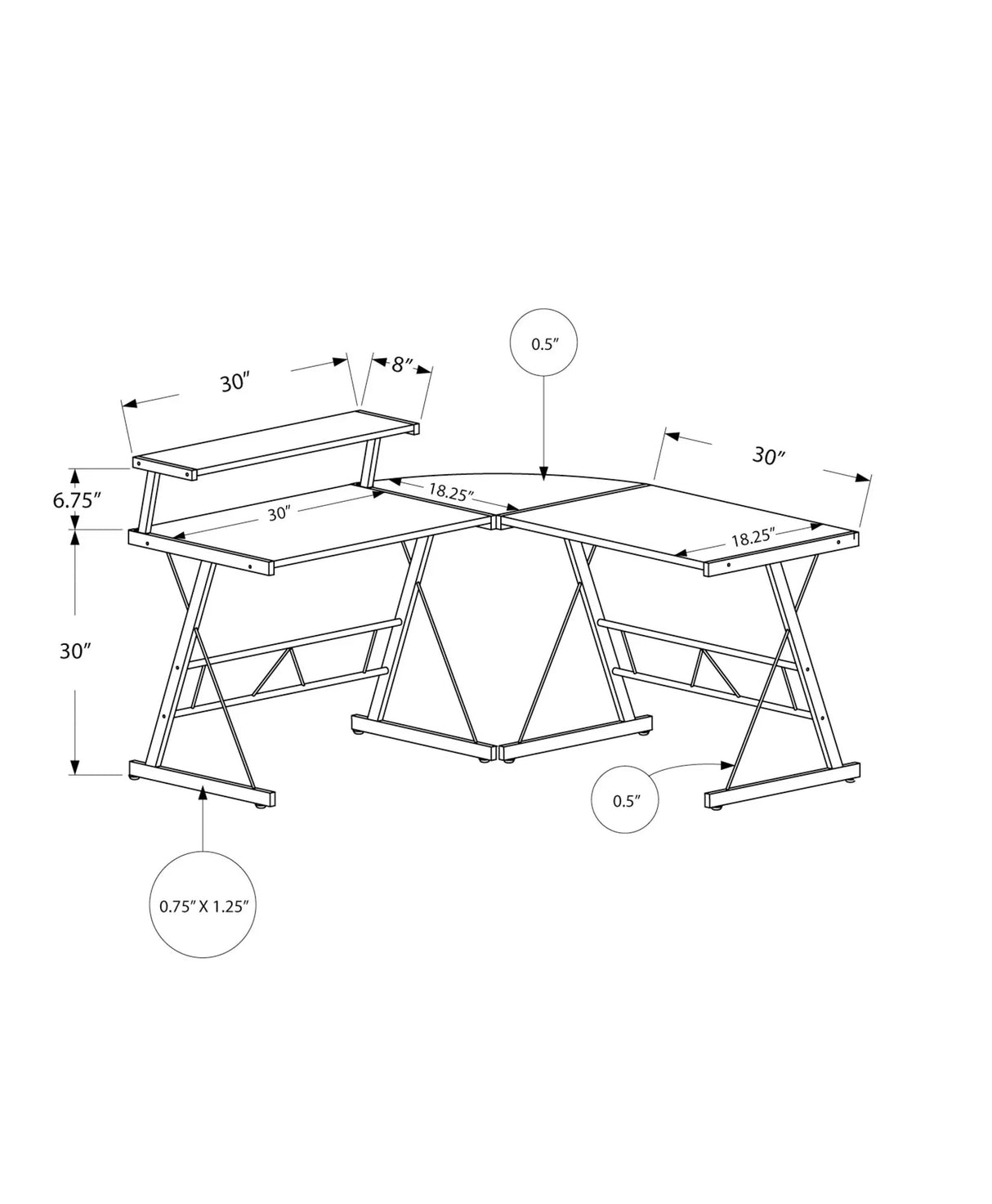 Computer Desk, Home Office, Corner, L Shape, Laptop, Durable Construction - Furniture Home Direct