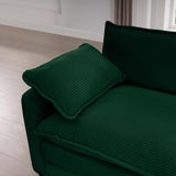 Sofa and Loveseat Set - Green Corduroy Fabric - Furniture Home Direct
