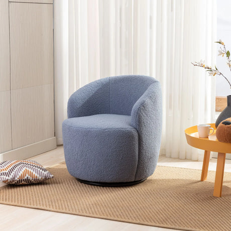 Teddy Fabric Swivel Accent Armchair Barrel Chair With Powder Coating Metal Ring - Furniture Home Direct