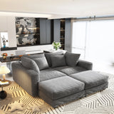 Deep Seat Convertible Sofa With Soft Pillows And Ottomans - Furniture Home Direct