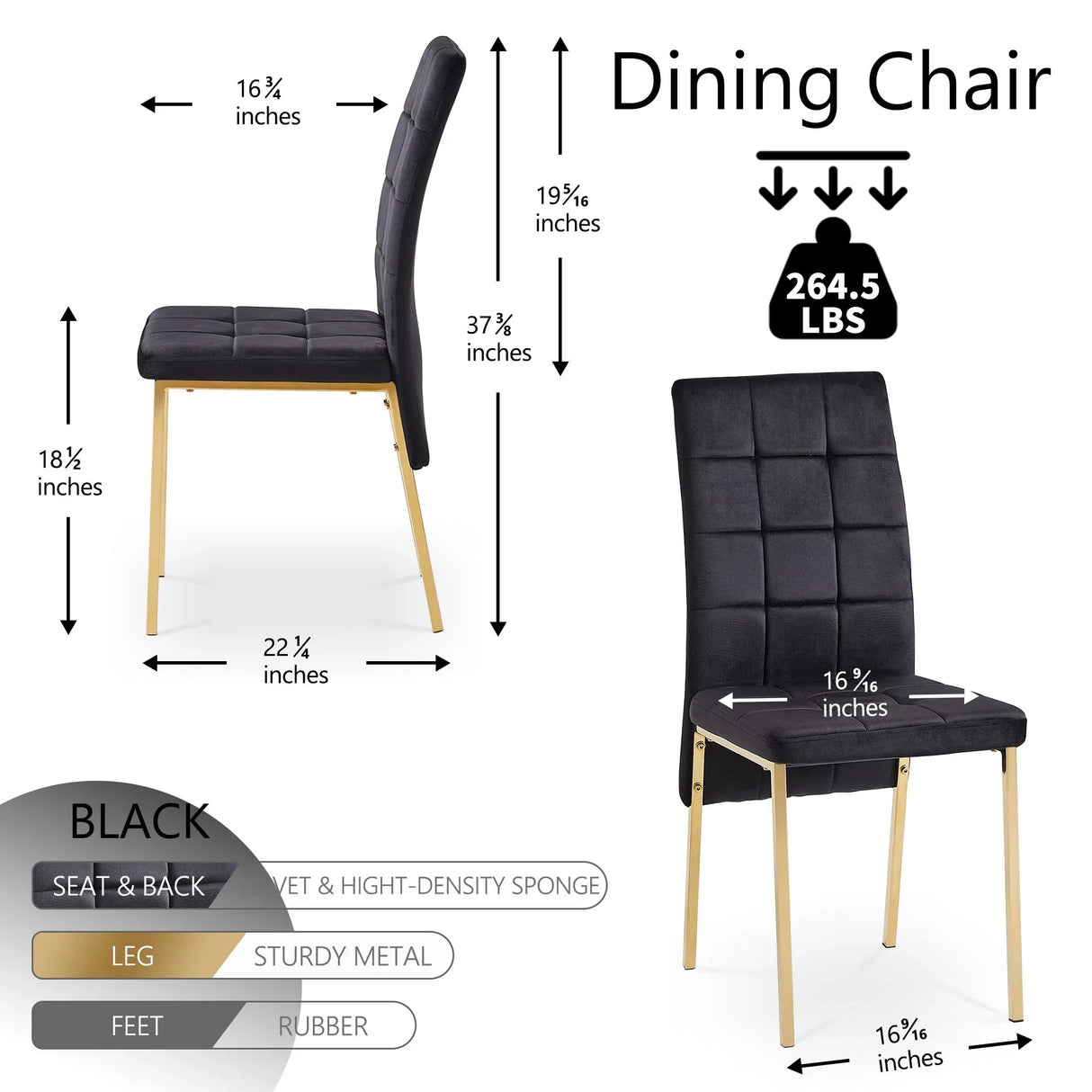 Velvet High Back Nordic Dining Chair Modern Chair With Golden Color Legs - Furniture Home Direct