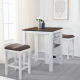 3 Pieces Counter Set Storage Space For Small Space Modern Farmhouse Design Retro Design Easy To Assembly - Antique Dark Oak / Antique White - Furniture Home Direct