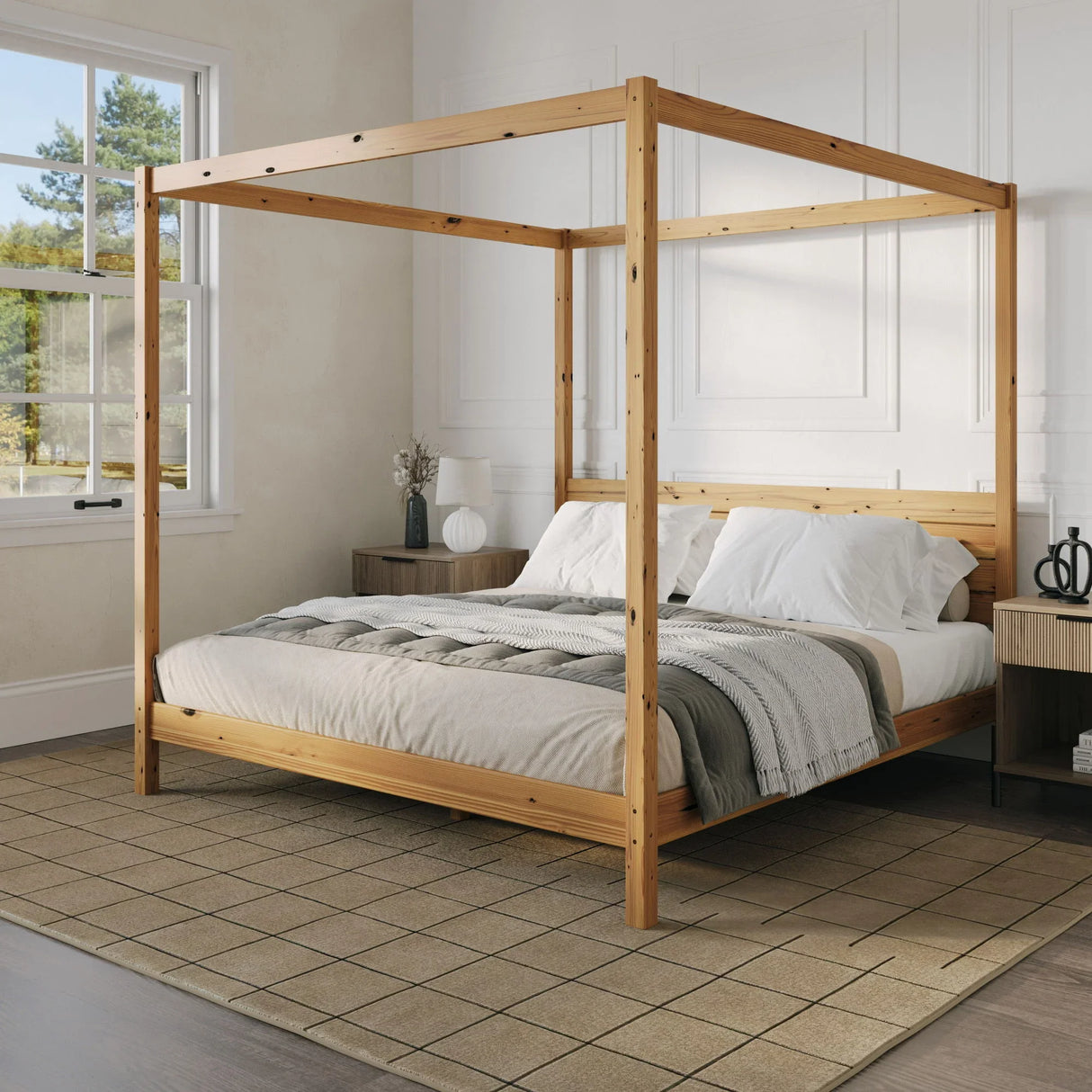 Canopy Bed Frame Modern Minimalist Boho - Furniture Home Direct
