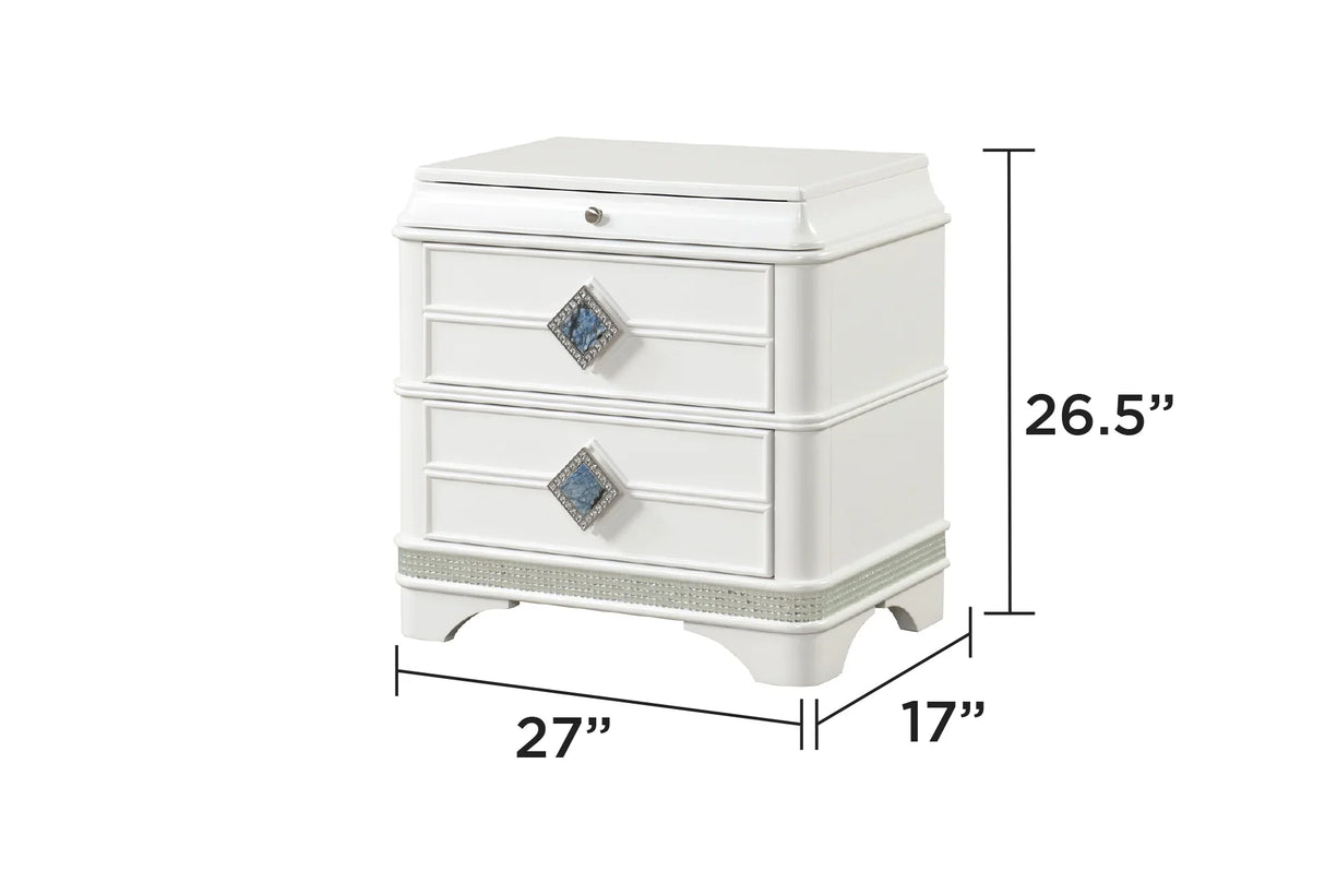 Queen Bedroom Set Modern LED Bed Dresser Nightstand White - Furniture Home Direct