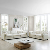 Corduroy 2 Piece Living Room Set - Off White - Furniture Home Direct