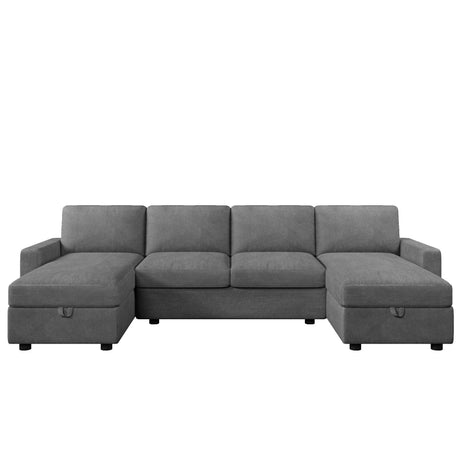 Convertible Sectional Sofa With Storage Chaise Lounges And USB Ports - Furniture Home Direct