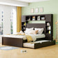 Bed With All In One Cabinet, Shelf And Sockets, Twin Long Trundle - Furniture Home Direct