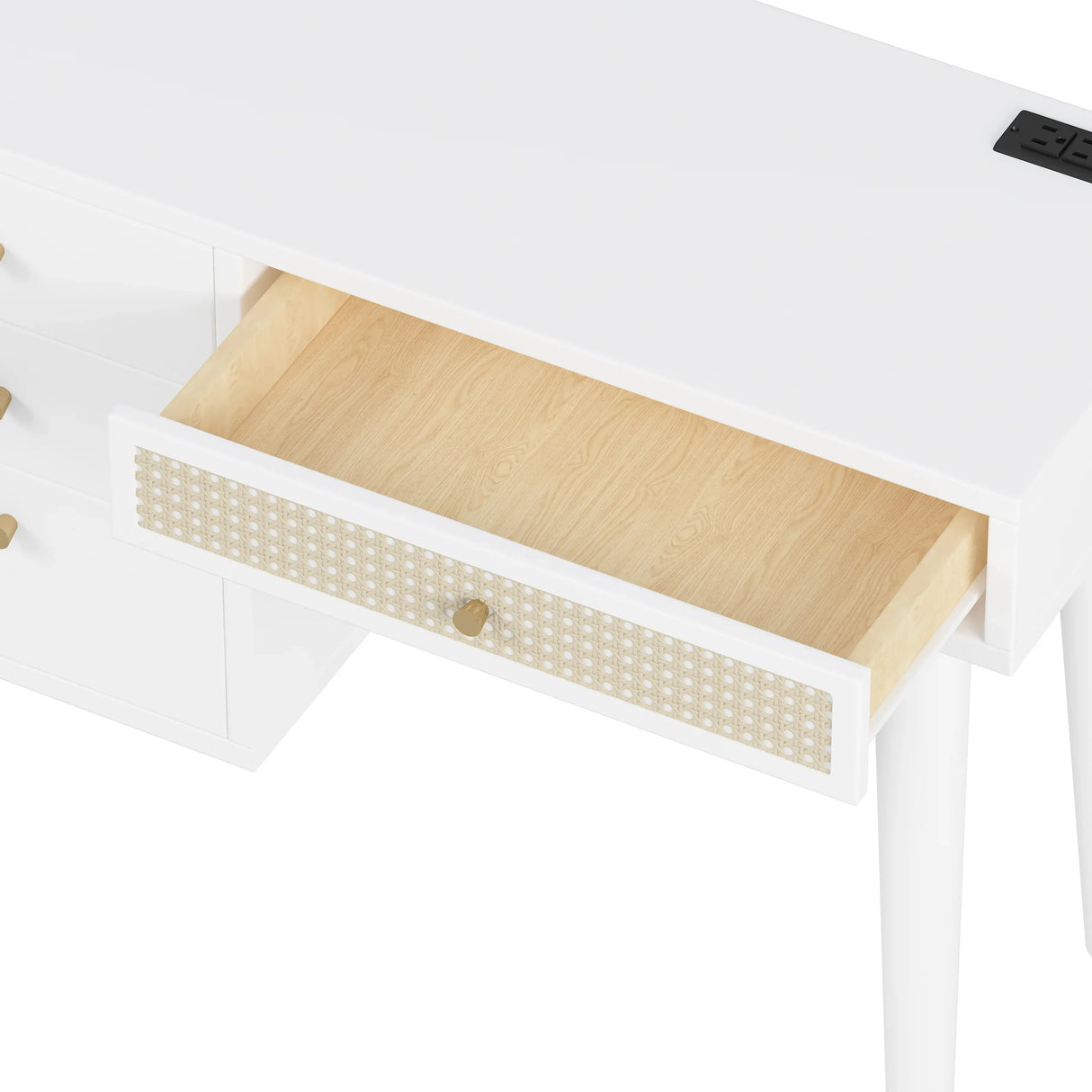 Vanity Desk Bohemian Retro Wood Makeup Station White - Furniture Home Direct