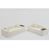 2 Piece Boucle Cloud Living Room Set, Beige - Furniture Home Direct