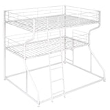 Full Long Over Twin Long Over Queen Size Triple Bunk Bed With Long And Short Ladder - White - Furniture Home Direct