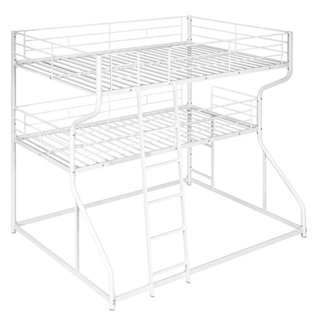 Full Long Over Twin Long Over Queen Size Triple Bunk Bed With Long And Short Ladder - White - Furniture Home Direct