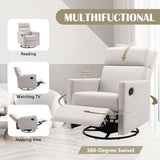 Modern Upholstered Rocker Nursery Chair Plush Seating Glider Swivel Recliner Chair - Furniture Home Direct