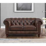 Alton Bay-Top Grain Leather Loveseat - Brown - Furniture Home Direct