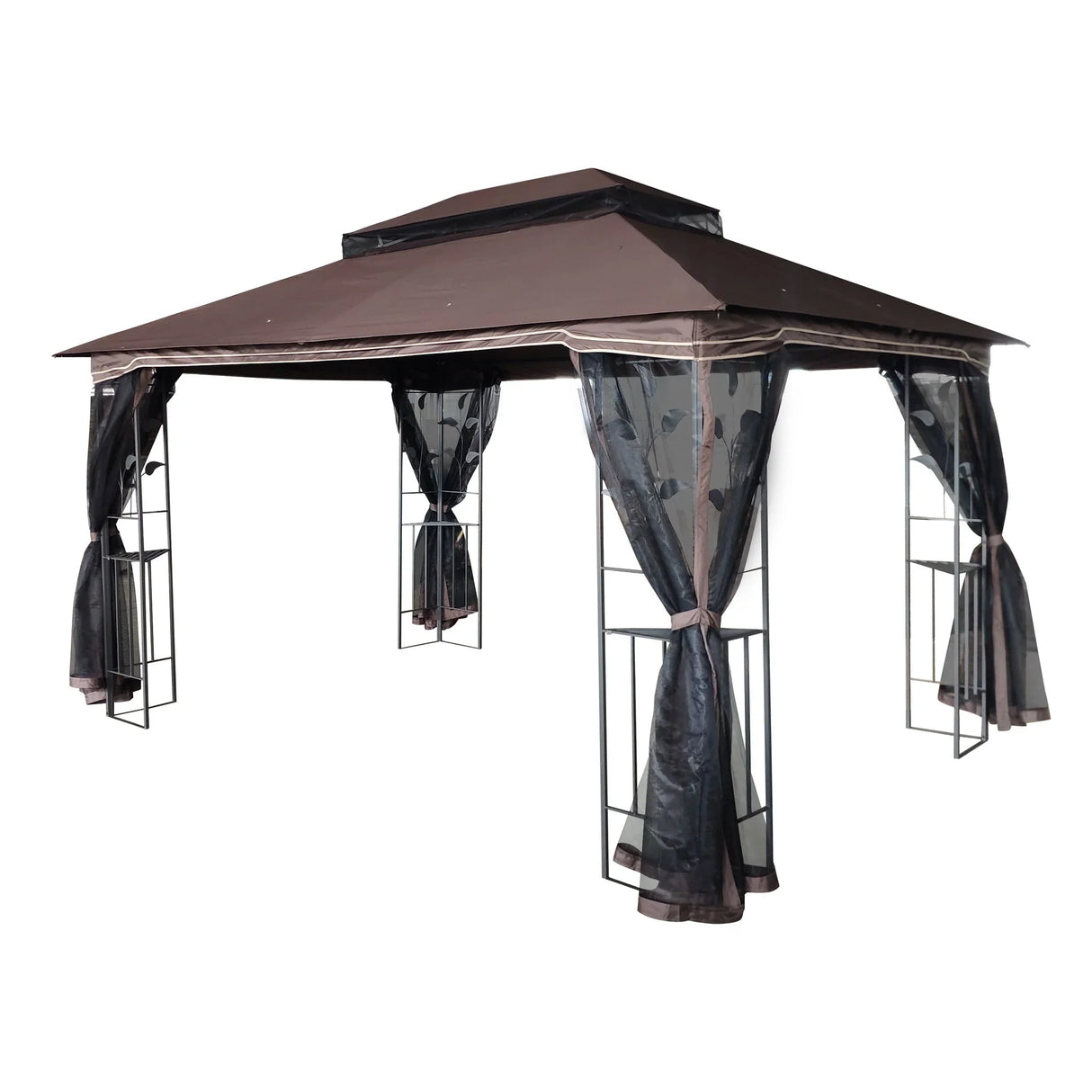 Patio Gazebo Tent With Ventilated Double Roof And Mosquito Net For Backyard Or Garden - Furniture Home Direct