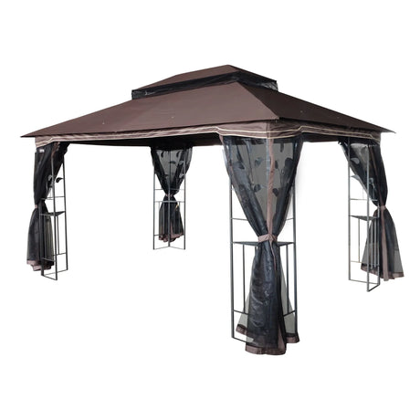 Patio Gazebo Tent With Ventilated Double Roof And Mosquito Net For Backyard Or Garden - Furniture Home Direct