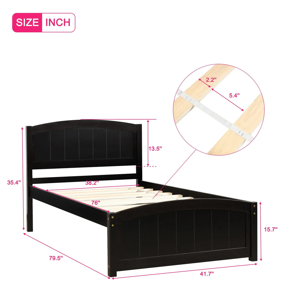 Platform Bed & Headboard, Footboard And Wood Slat Support - Furniture Home Direct