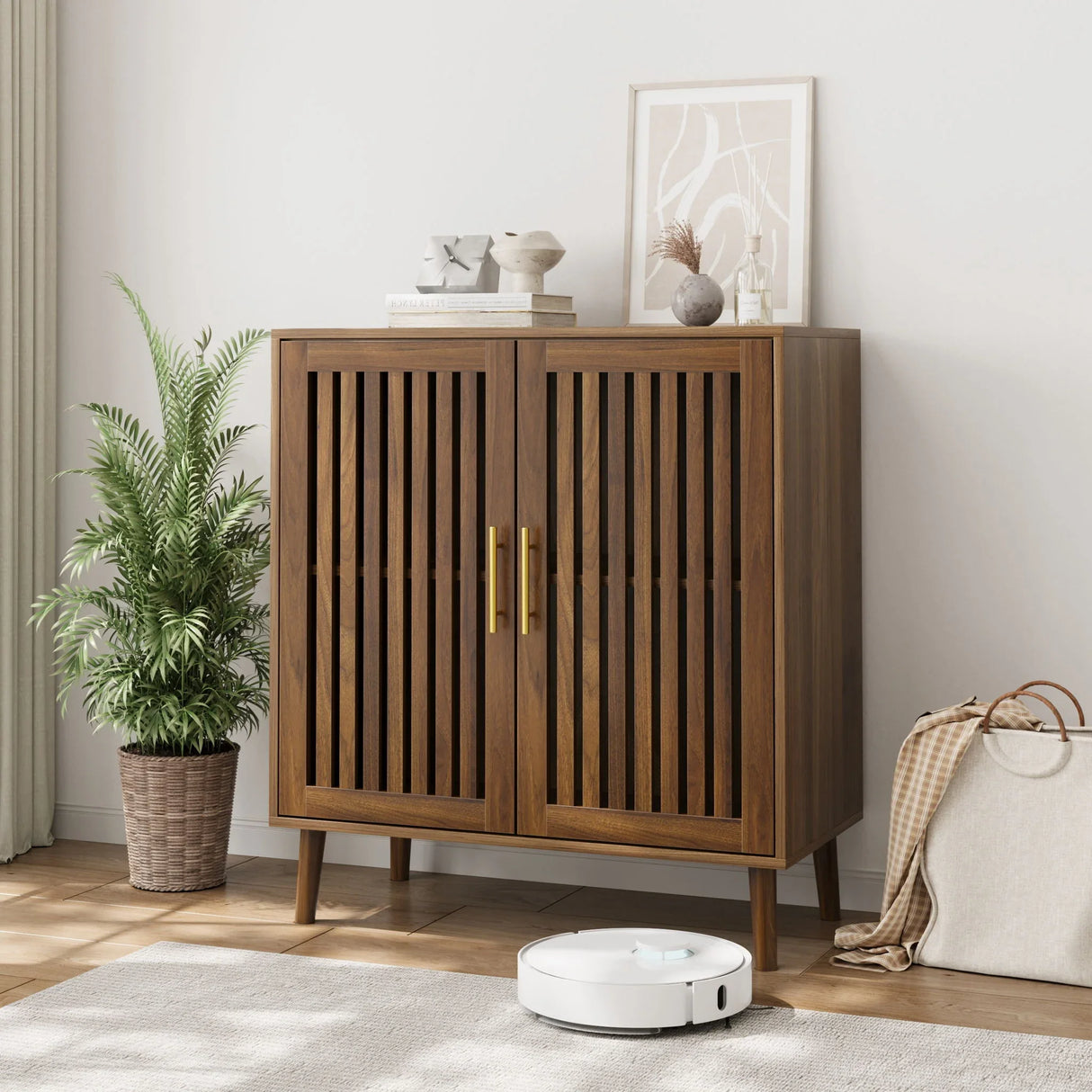 Grille Striped Sideboard Buffet Cabinet With Storage - Furniture Home Direct