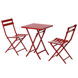 3 Piece Patio Bistro Set Of Foldable Square Table And Chairs - Furniture Home Direct