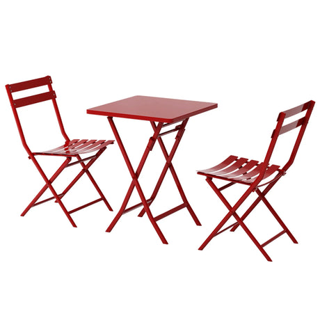 3 Piece Patio Bistro Set Of Foldable Square Table And Chairs - Furniture Home Direct