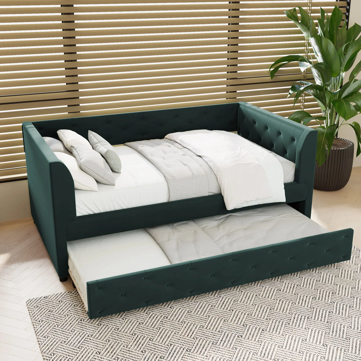 Upholstered Tufted Daybed With Trundle - Furniture Home Direct