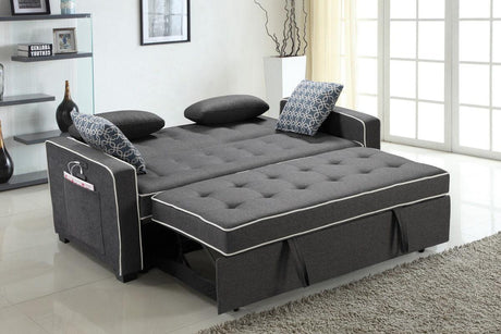 Austin - Modern Sleeper Sofa With 2 USB Charging Ports And 4 Accent Pillows - Gray - Furniture Home Direct