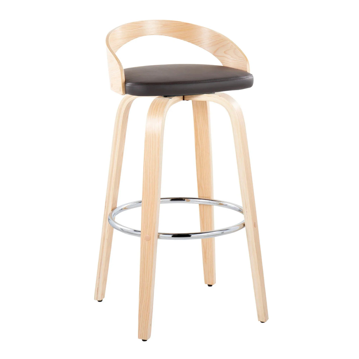 Grotto - Contemporary Fixed-Height Barstool With Swivel With Round Footrest (Set of 2) - Furniture Home Direct