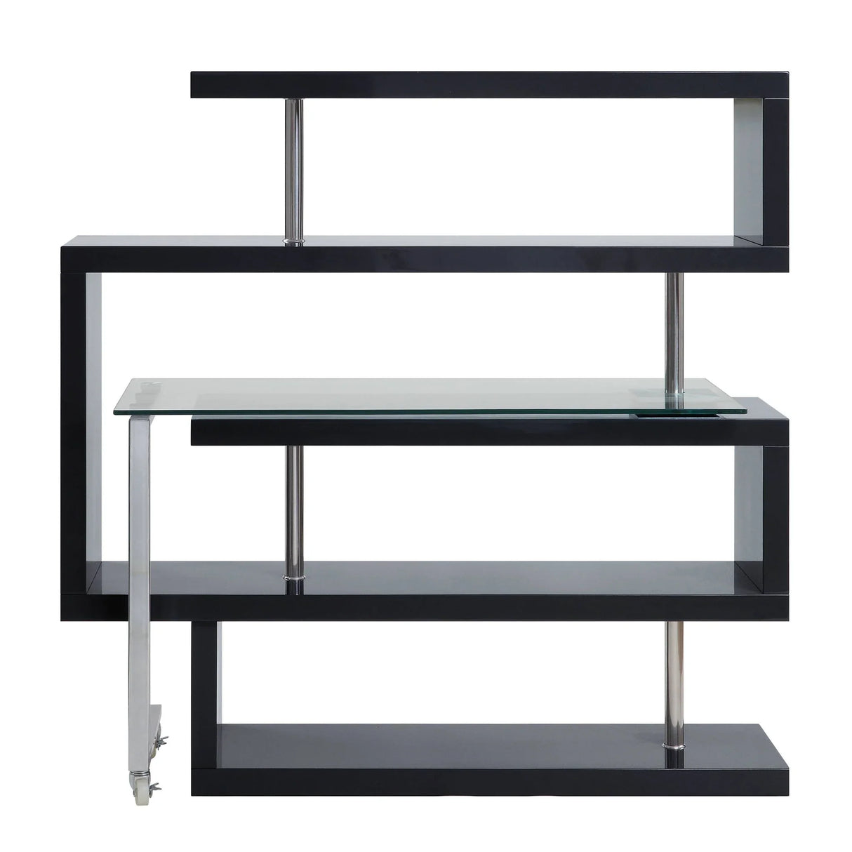 Buck II - Clear Glass, Chrome High Gloss Writing Desk With Shelf - Furniture Home Direct