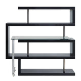 Buck II - Clear Glass, Chrome High Gloss Writing Desk With Shelf - Furniture Home Direct